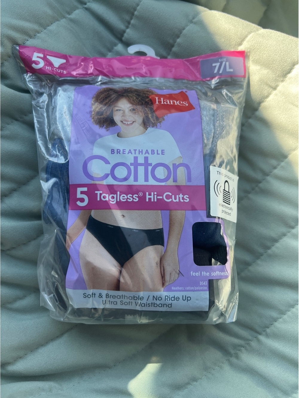 Hanes Women's Breathable Cotton Tagless Hi-Cut Panties, 5 Pack L (7)